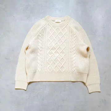 kagure 울 100% 아란 케이블 니트 아이보리 세탁 가능