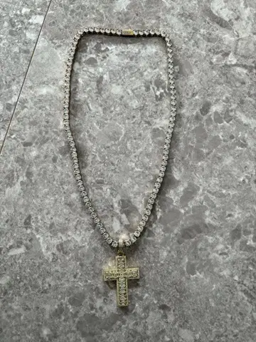 glitter 크로스 목걸이 골드