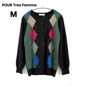 미사용 새상품 풀르트레팜 아가일 무늬 가디건 M 사이즈