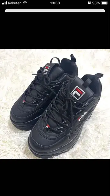 [ 미사용 새상품 ] FILA 디스럽터 2 웨지 블랙 23.5cm 통굽