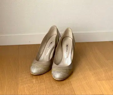 DIANA 베이지 메탈릭 스무스 메쉬 글리터 펌프스 25.5cm