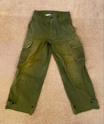 soerte 카고 팬츠 밀리터리 데미지 가공 카키