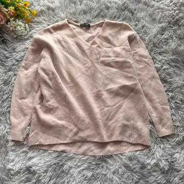 스픽 앤 스팬 V넥 니트 [ F ] 핑크 울 캐시미어 혼방