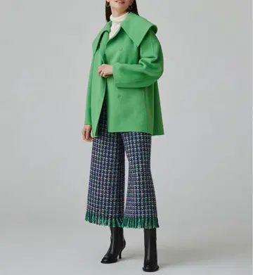 보르지 컬러 믹스 트위드 세미 와이드 크롭 팬츠 36