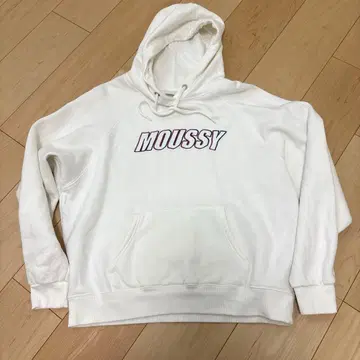 MOUSSY 속기모 후드 부착 맨투맨 화이트