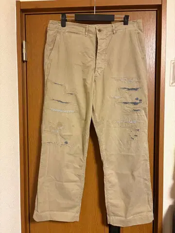 jelado 베이지 데미지 가공 워크 팬츠 패치워크