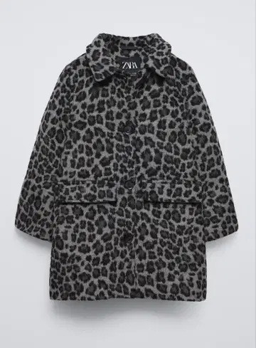 [ ZARA ] 자라 레오파드 무늬 하프 코트 그레이 x 블랙