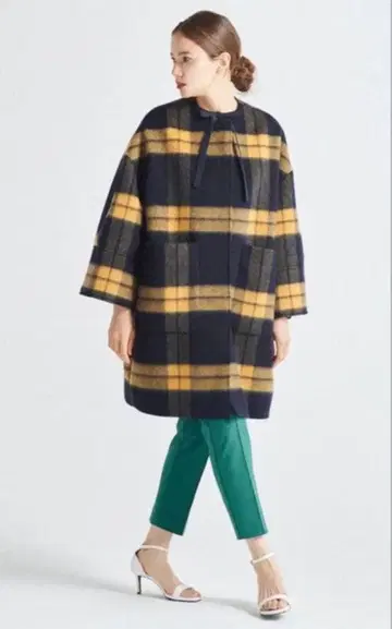 yori 샤기 체크 코트