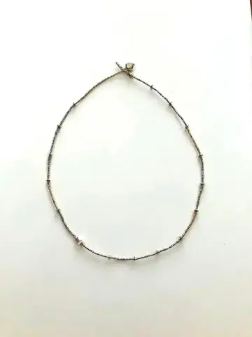 레어 새상품급 semeno 세메노 펄 장식 골드 & 실버 비즈 목걸이