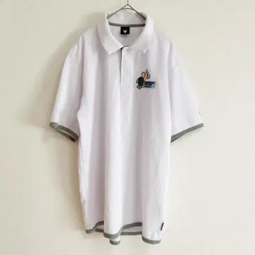 DESCENTE 피케 셔츠 M 화이트 자수 로고 스포츠 사양 흡한속건