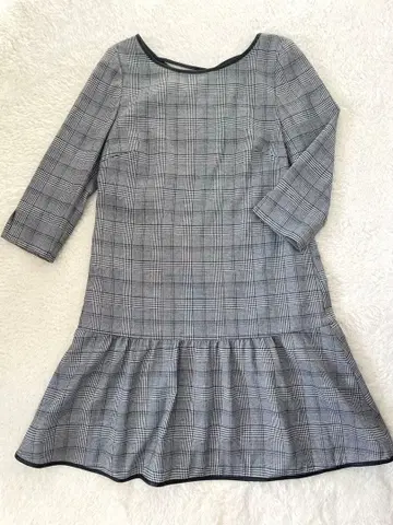 리랜드쳐 체크 무늬 7부 소매 원피스 사이즈 1 그랑 체크