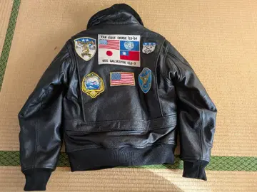 탑건 블랙 가죽 자켓 퍼 포함 군용 패치 G-1