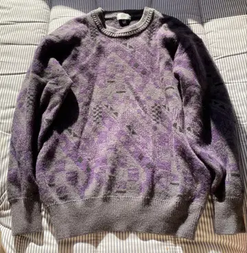 Lime Crest 기하학 패턴 스웨터 그레이/퍼플