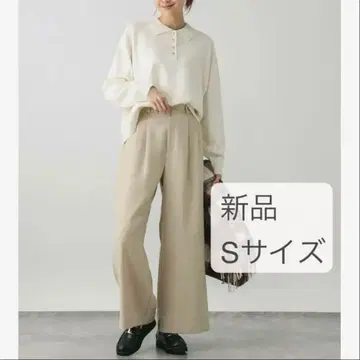 [택 포함 새상품] 글로벌 워크 관리 편한 턱 와이드 팬츠 베이지