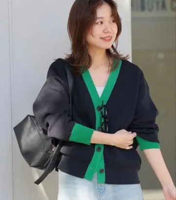 저널 스탠다드 리룸 더블 니트 대비 니트 가디건