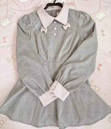 pium 피움 리본 칼라 긴팔 셋업 그레이