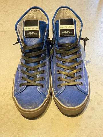 PHILIPPE MODEL 파랑 하이컷 스니커즈