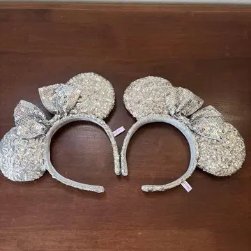 실버 스팽글 미키 귀 머리띠