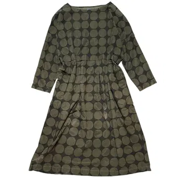 ichi 코듀로이 롱 원피스 도트 패턴 크루넥