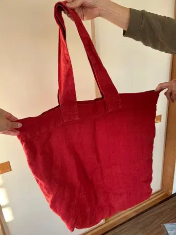 빨간색 린넨 토트백 Made in France