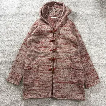 심플리시떼 램스울 니트 가디건 롱 더플 토글 빨간색