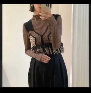 TODAYFUL 자카드 프린지 니트 뷔스티에