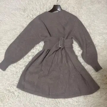 SNIDEL 모카 벨티드 니트 원피스