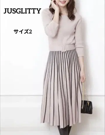 [ 새상품급 ] JUSGLITTY 배색 플리츠 니트 원피스