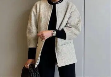 YONFA 부클레 자켓 ( white x beige)