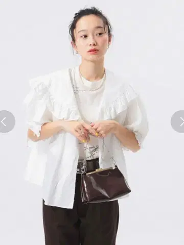 beams boy 도트 도비 빅 칼라 숏 슬리브