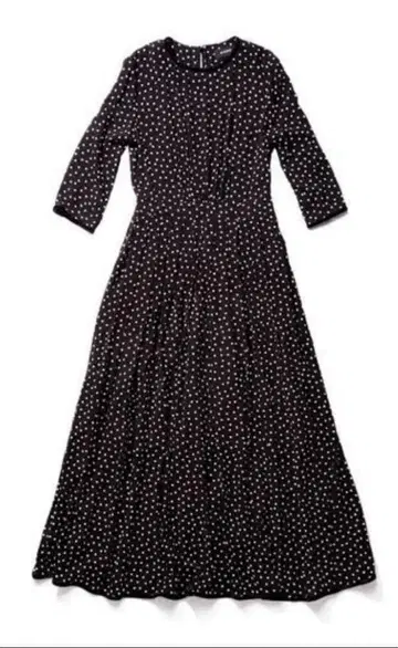 SINME 도트 무늬 롱 원피스 7부 소매