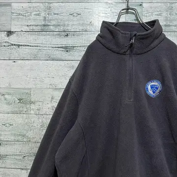 [최고 디자인] 원포인트 로고 빅 루즈 레트로 레어 하프 지퍼 플리스