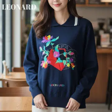 [ 컨디션 최상 ] LEONARD 레오나르 니트 스웨터 네이비 L 사이즈