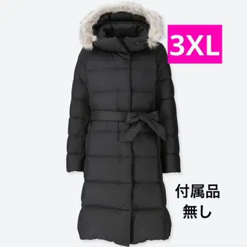 UNIQLO 라이트웨이트 다운 후디드 코트 블랙 롱 코트