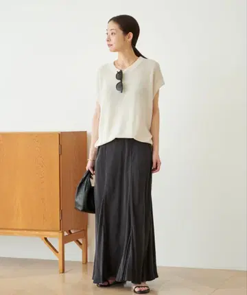 새상품 Plage Washable Fibril 롱 스커트 34 그레이