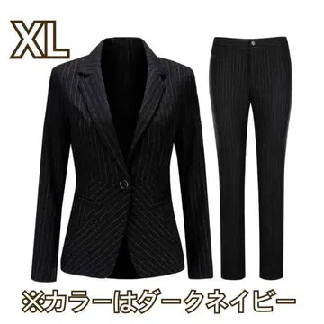 여성 수트 상하의 세트 스트라이프 슬림핏 봄/가을 다크 네이비 XL