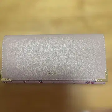 꽃무늬 핑크 가죽 장지갑