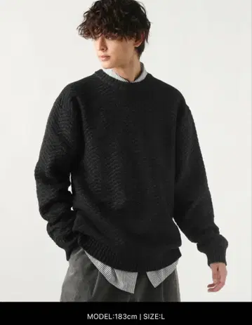 스웨터 니트 Buyer's Select/스펀지 니트 크루넥 긴팔