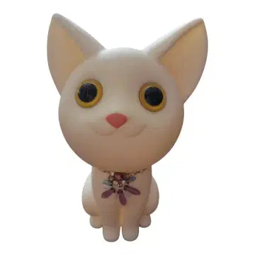 화이트 고양이 저금통형 피규어 핸드메이드 비즈 목걸이 포함