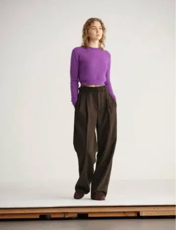 AURALEE 베이비 캐멀 플란넬 슬랙스 사이즈 0