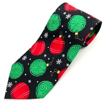 오너먼트 크리스마스 넥타이 눈 결정 블랙 포멀 올 패턴 구제 의류