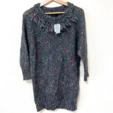 새상품 택 포함 JEANASIS BIG 네프 프린지 OP 멀티 컬러 니트