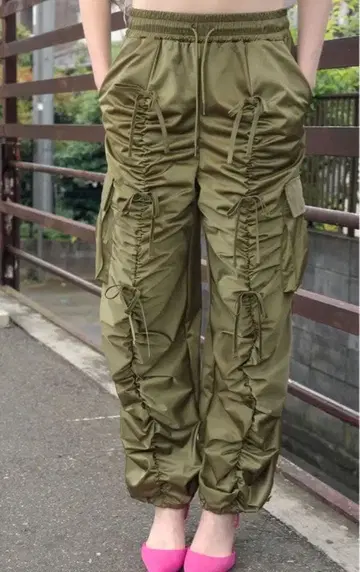 poppy gather ribbon 카고 팬츠 (khaki)