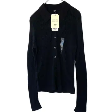 새상품 UNIQLO 엑스트라 파인 메리노울 리브 폴로 가디건 블랙 S