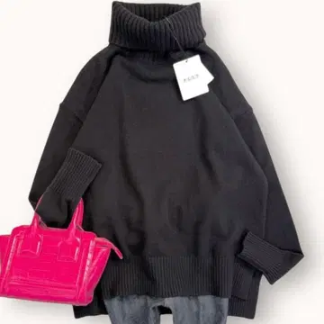 택 포함 플라스테 M 울 캐시미어 터틀넥 니트 블랙 스웨터