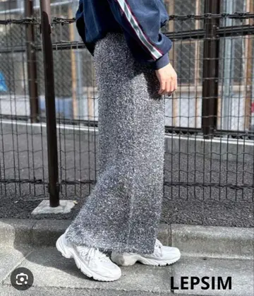 LEPSIM 7게이지 라메 니트 스커트 FREE 사이즈 블랙