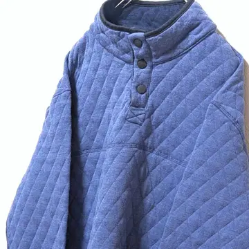 하프 버튼 맨투맨 트레이닝복 톤 다운 블루 파랑 구제 의류