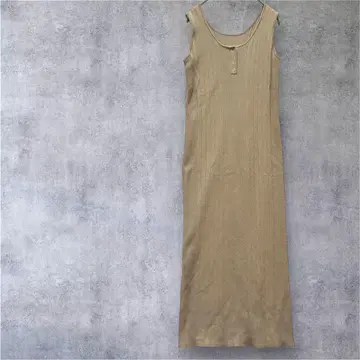 [ AZUL ] 슬리브리스 니트 원피스 롱 기장 베이지 S