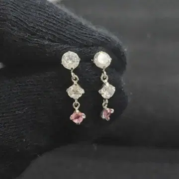K14WG 지르코니아 핑크 아쿠아 마린 귀걸이