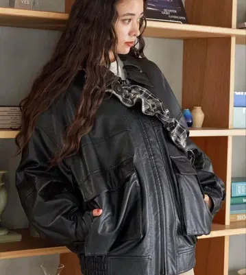 FREAK'S STORE 인조 가죽 블루종 블랙